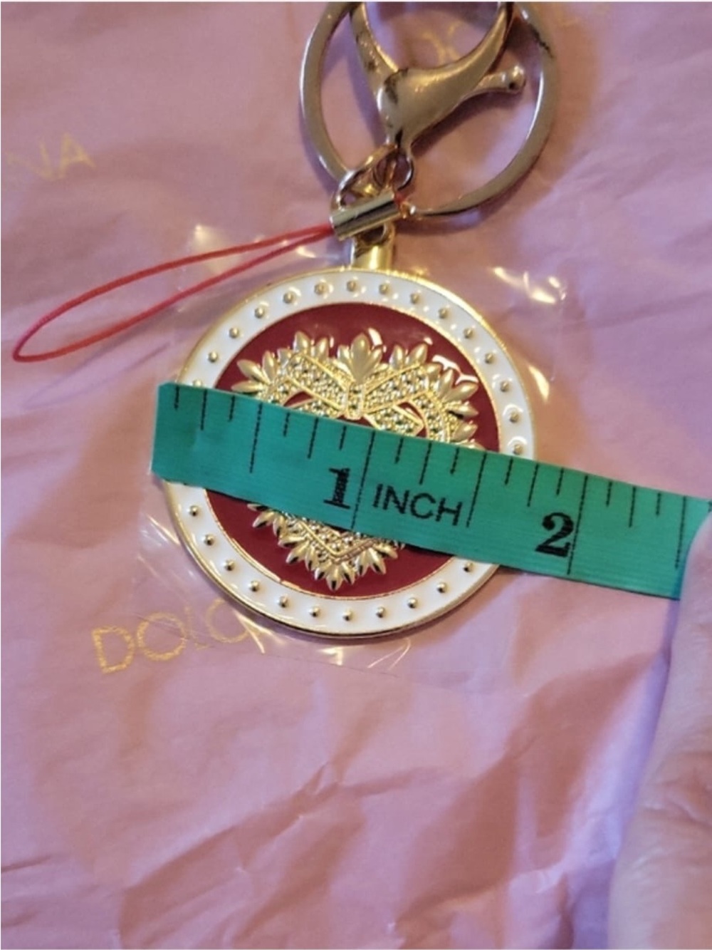 Dolce & Gabbana Red and White Heart Medallion Charm with Gold
Accents - Picture 8 of 9